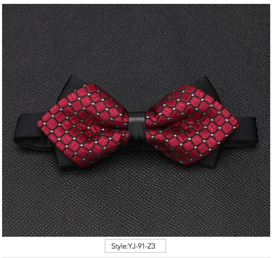 Nœud papillon pour hommes, accessoires luxueux, cravate noire, costume Commercial formel, pour cérémonie de mariage,: YJ-91-Z3