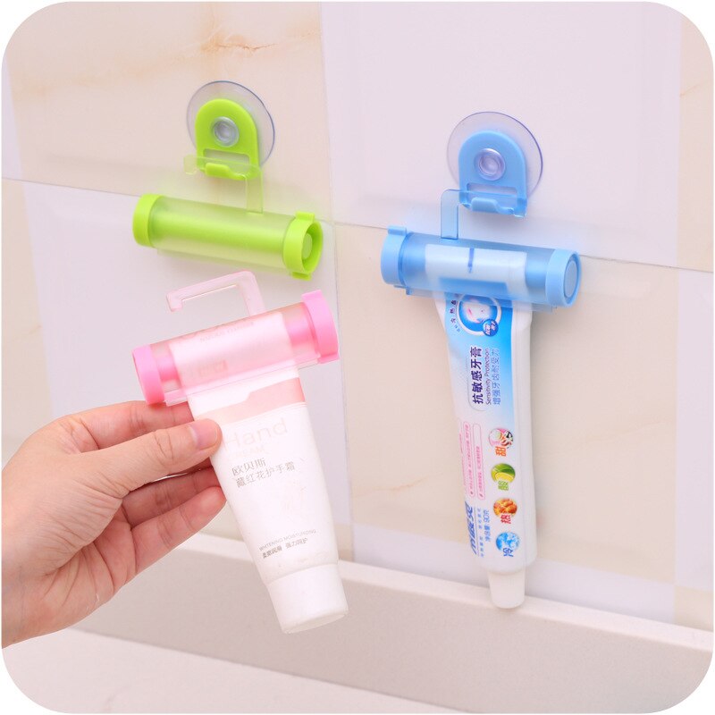 Plastic Rolling Tube Squeezer Toothpaste Dispenser Suction Cup Hook Toothpaste Squeezer Bathroom Accessories
