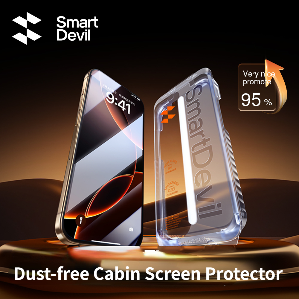 SmartDevil Protector de pantalla de cabina sin polvo para iPhone 16ProMax 16 15 HD Película de vidrio templado de privacidad con herramienta de fácil instalación