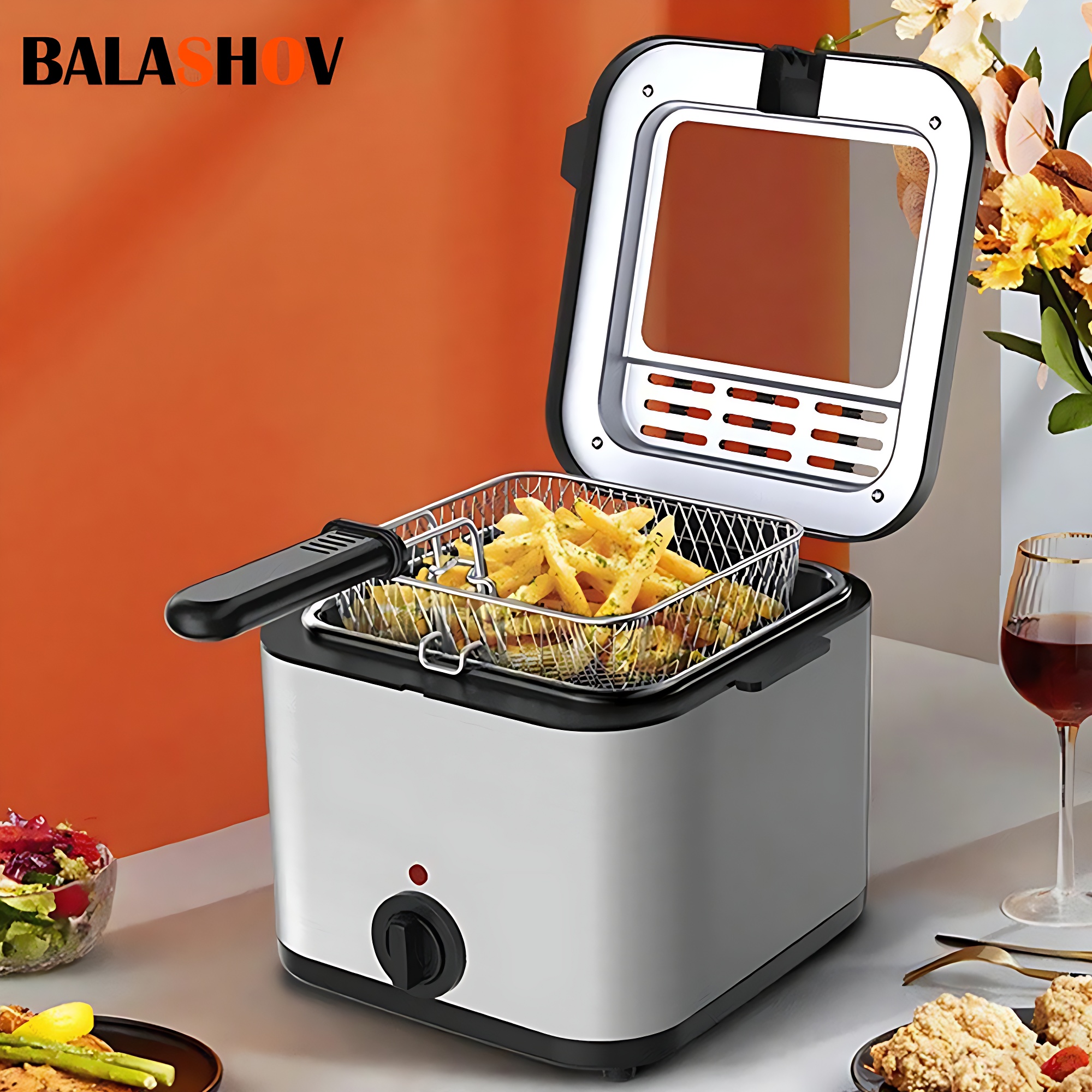 2,5L elektrische friteuse olieoven met grote capaciteit aanrecht commerciële friteuse voor straatverkopers gebakken kip frietpot EU / VS