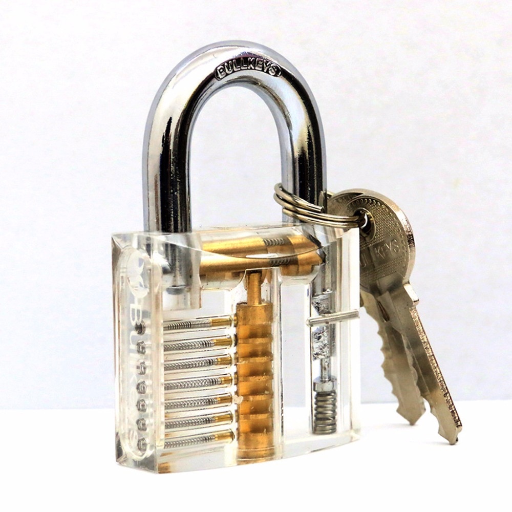 1pcs Cutaway Inside View Of Practice Transparent Padlock Lock Training Skill Pick View Padlock For Locksmith With Smart Keys