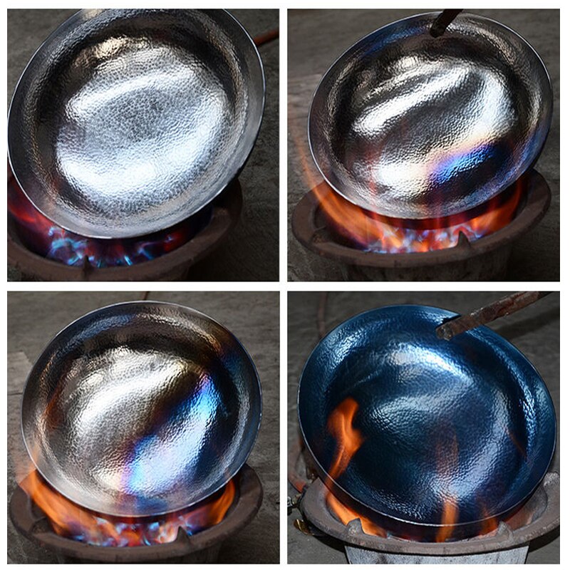 Master Handgemaakte Ijzeren Wok, Hoge Dichtheid Chinese Traditionele Handgemaakte Smeden Wok, niet-Coating Duurzaam Ijzeren Woks Pot Kookgerei
