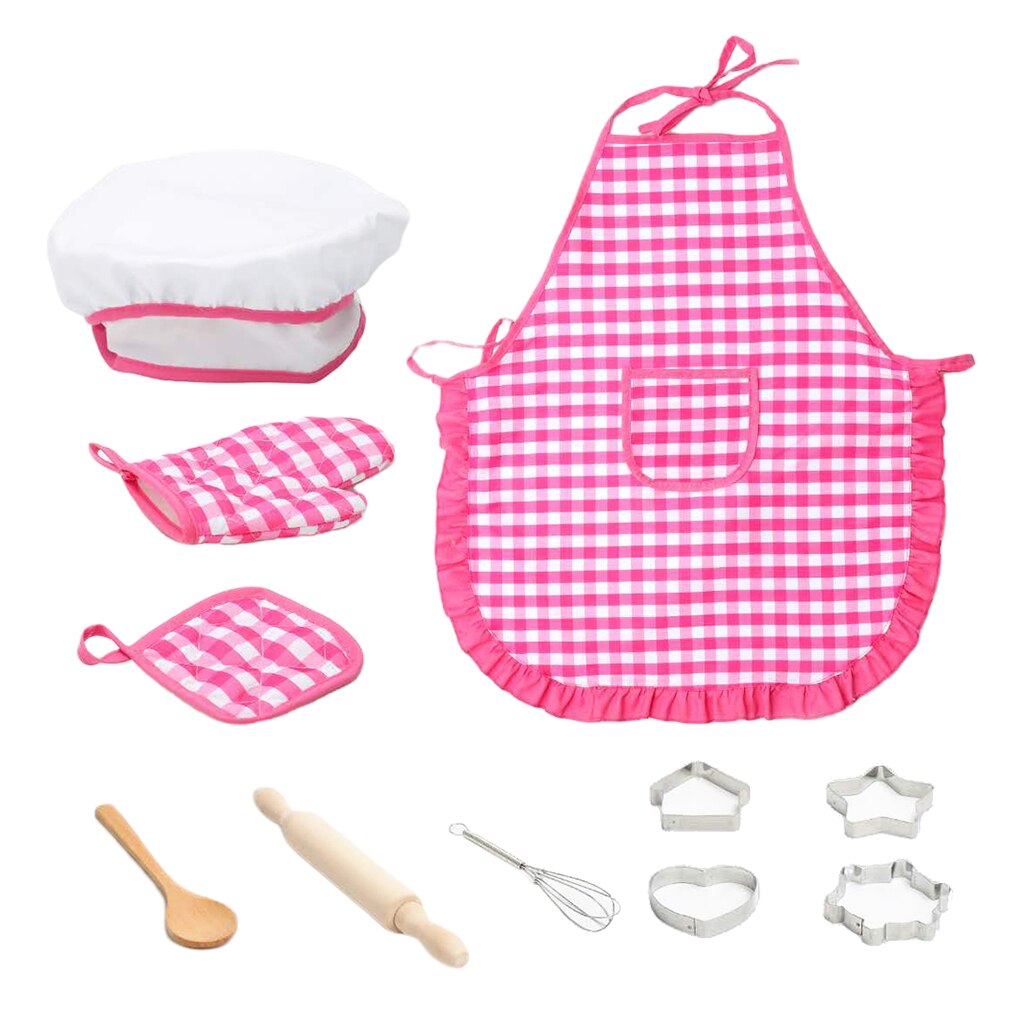 Kitchen Pretend Play Accessories Toys With Apron & Chef Hat & Utensils 11pcs
