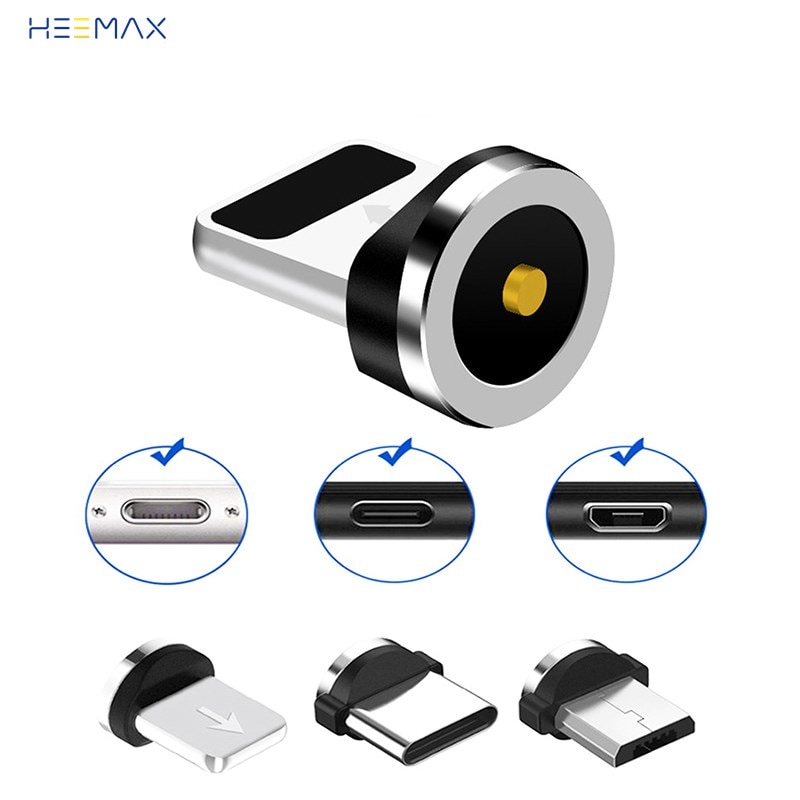 Enchufe magnético redondo Micro USB Cable cargador magnético, adaptador de Cable USB tipo C, 360 giratorio, 8 pines, 1 Uds., 5 uds.