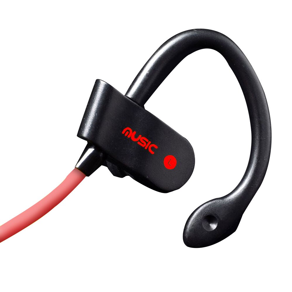 Wireless Bluetooth Earphones Sport Earbuds Stereo Headset With Mic Earloop Ear-Hook Headphone Handsfree Earpiece For Smartphones: red