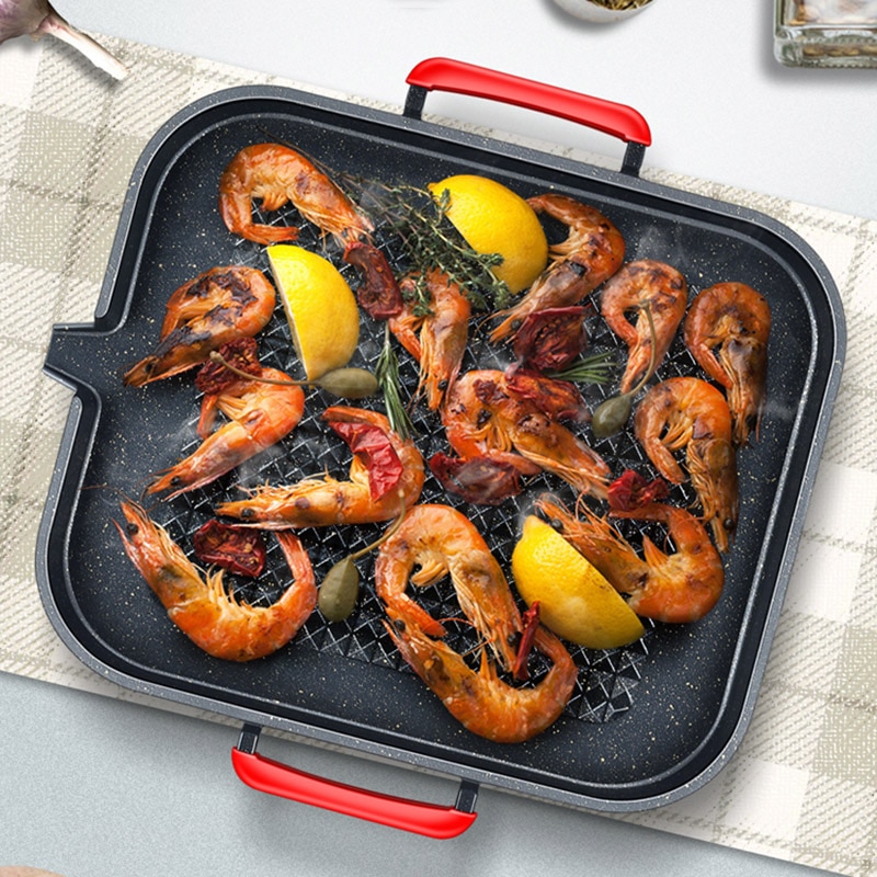 Barbecue Plate Korean Style Maifan Stone BBQ Pot Without Oil Fume Outdoor Picnic Non-Stick Cooker Iron Plate BBQ Plate