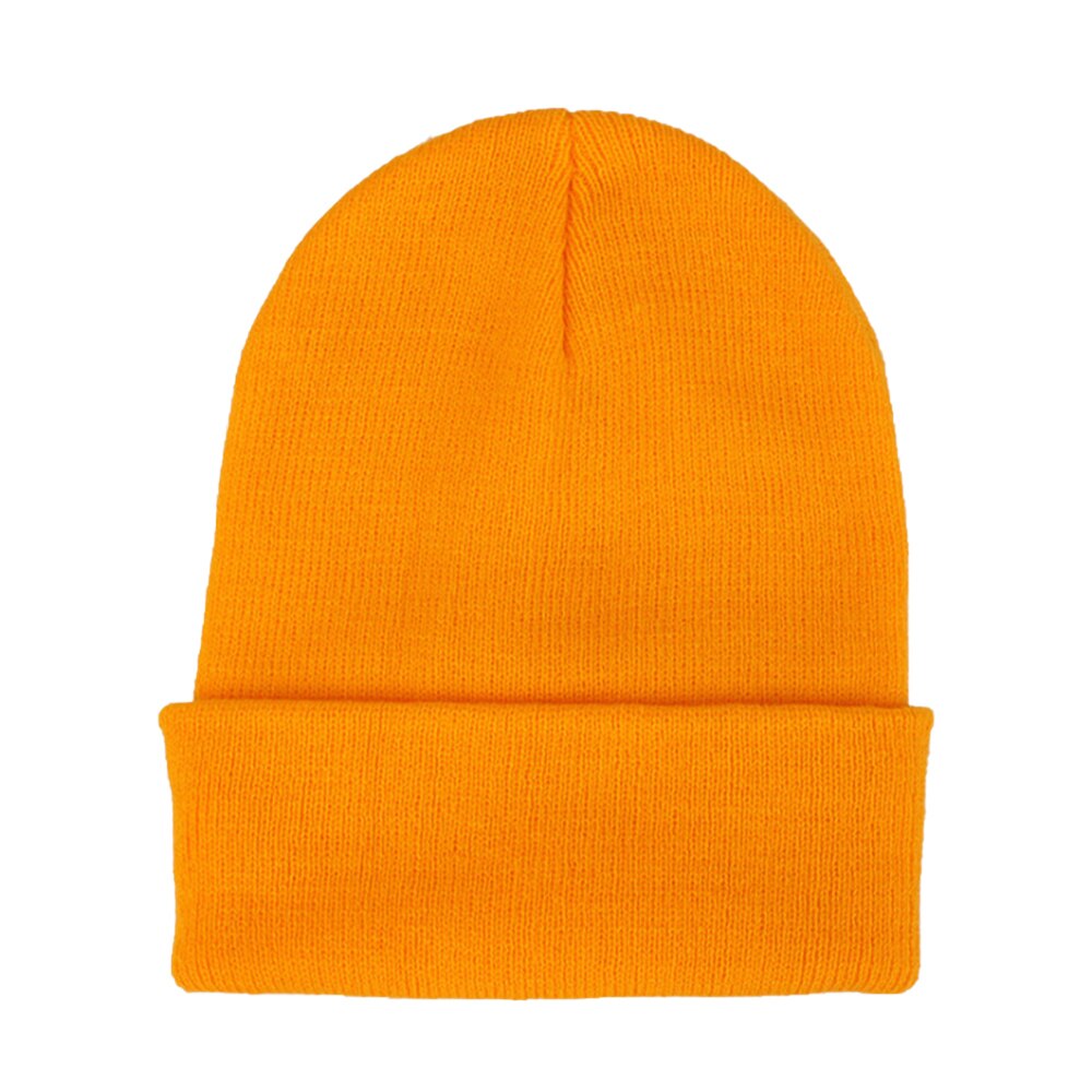 Wollen muts herfst winter unisex wollen muts zachte gebreide muts schedel mutsen warme effen kleur skimuts: Gembergeel