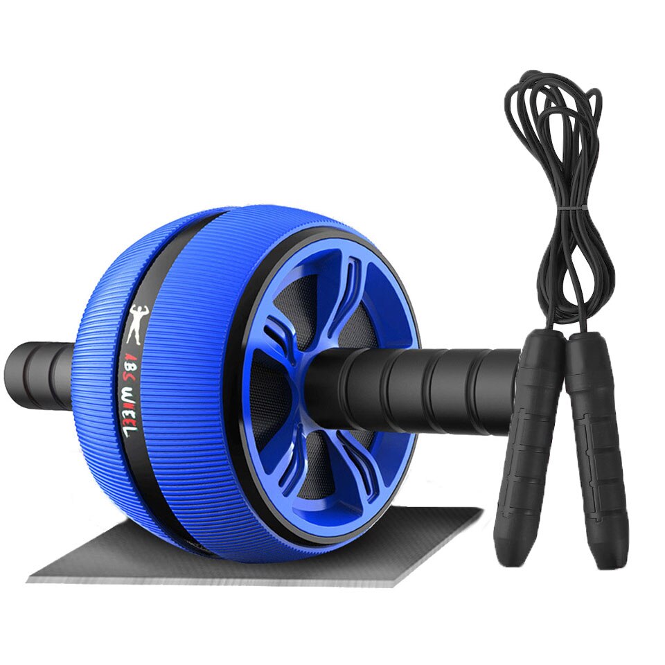 Kokossi 2 In 1 Ab Roller &amp; Springtouw Geen Lawaai Abdominale Wiel Ab Roller Met Mat Voor Arm Taille been Oefening Gym Fitness Apparatuur: Blue with Rope