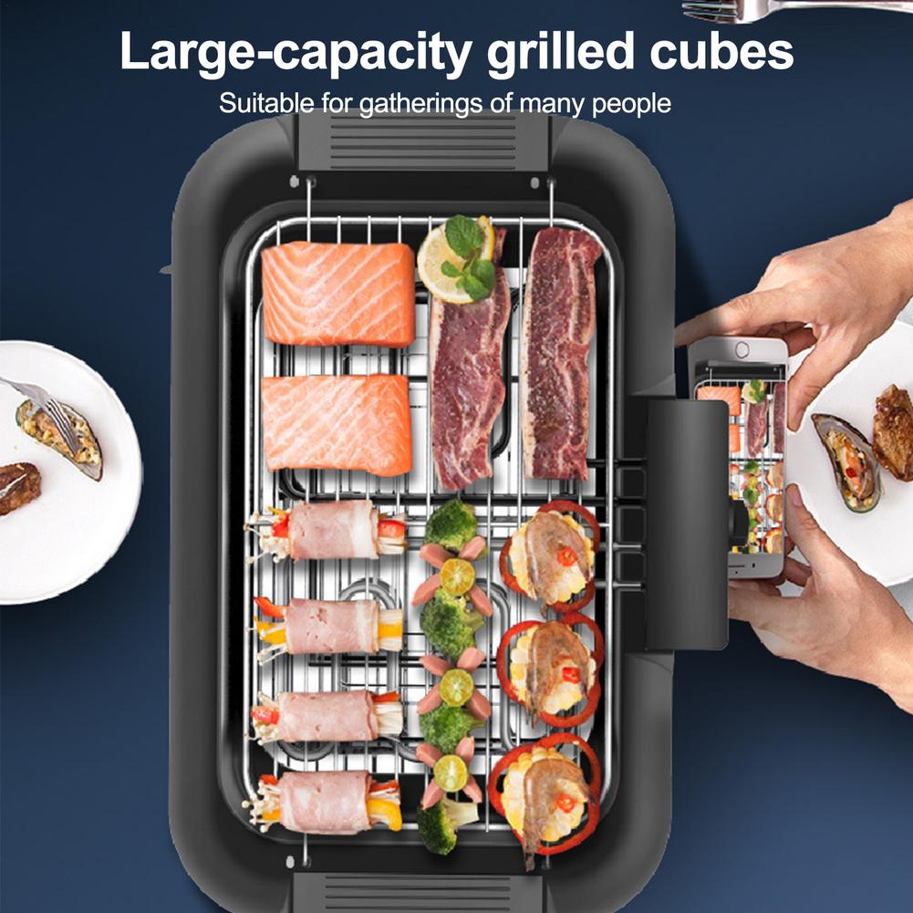 Electric Grill Indoor Smokeless Portable Food Barbecue Grill Smokeless Household Barbecue Grill Barbecue Skewers Portable Stove