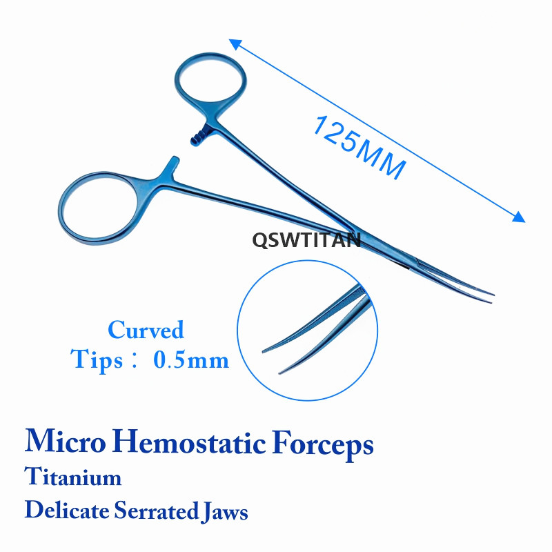 Microvasculaire Hemostatische Klem Tang Chirurgische Tang Hemostat Vergrendeling Klemmen Tang Vissen Tang: Titanium- Curved