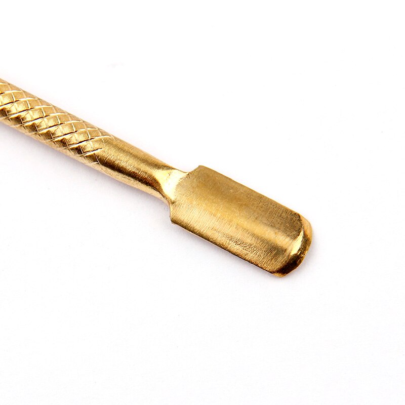 1 Pc Gold Cuticle Pusher Nail Art Pedicure Manicure Gereedschap Roestvrij Staal Nagelvijl Dode Huid Push Cuticle Remover Nail pusher