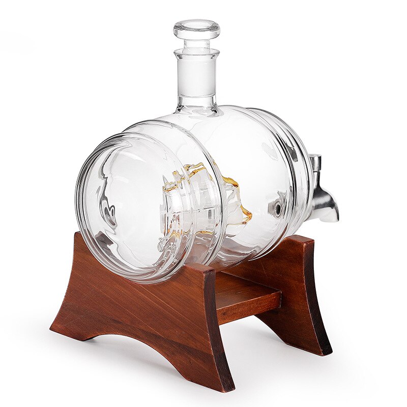 1000ml Barrel Shape Wine Dispenser, Glass Wine Bottle Holder, Whiskey Glass Wine Set Wine Decanter Hand Blown Glass