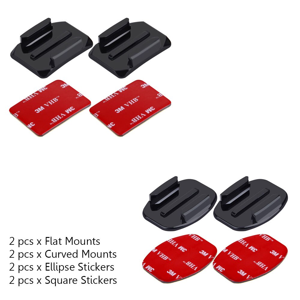 Platte Gebogen Base Mount + Adhesive Stickers Mount voor GoPro Hero 7 6 5 4 Xiaomi Yi 4 K Sjcam sj4000 Eken H9r voor Go Pro Accessoire: 8pcs