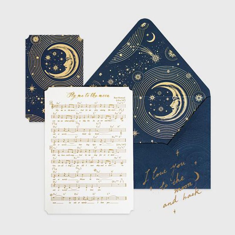 Romantic Star Greeting Card Constellation Moon Wedding Oath Card with Paper Envelopes