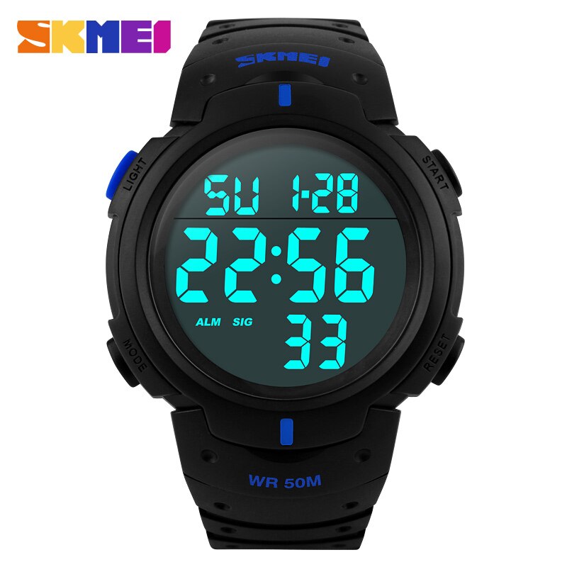 Sporthorloges voor heren, merk skmei, multifunctionele wekker, chronograaf, waterdicht, digitaal horloge voor heren, reloj hombre relogio: Blauw