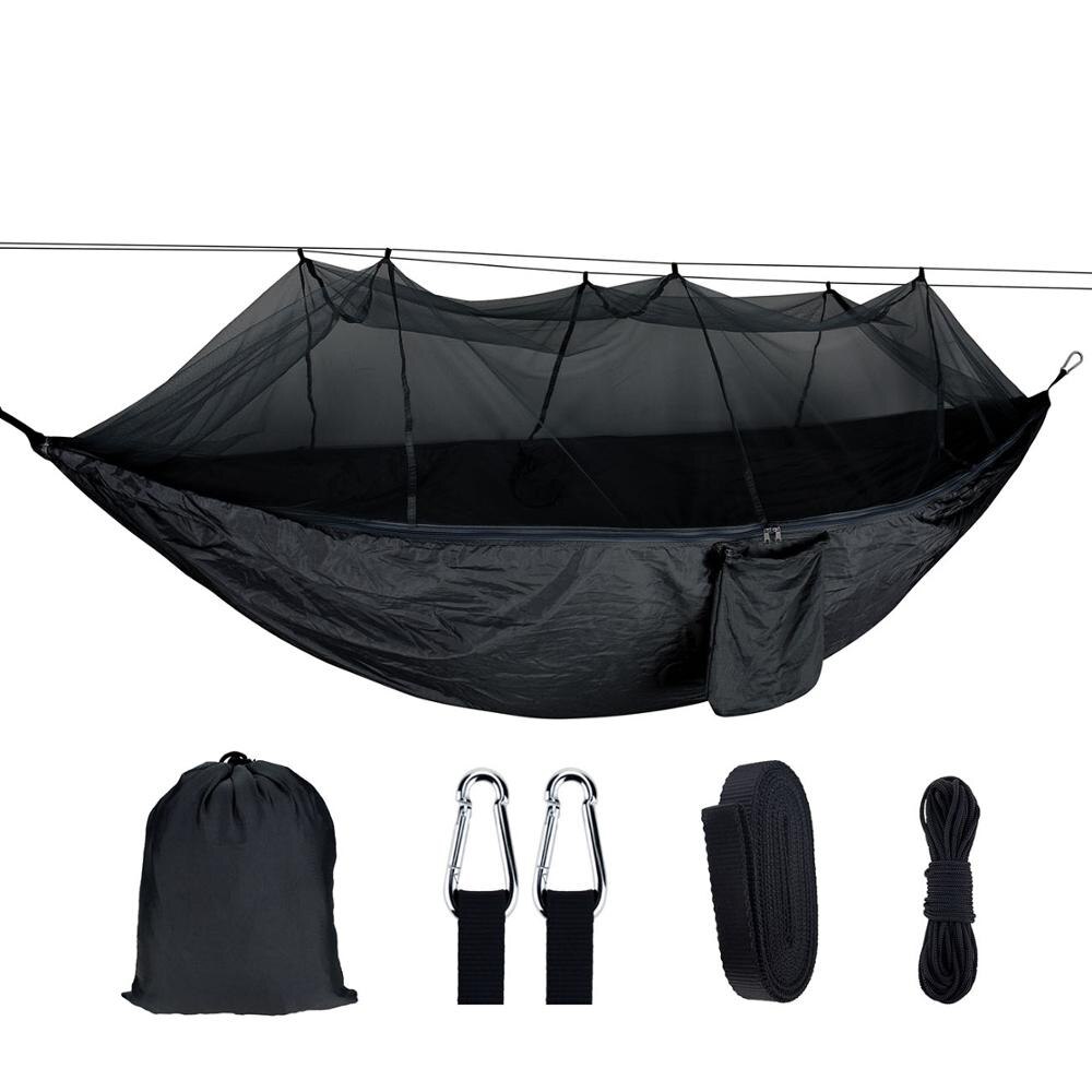 Mosquito Resistant Portable Hanging Tent Outdoor Camping Garden Hammock 1-2 Person Insect Net Strength Sleep Swing: Dark grey