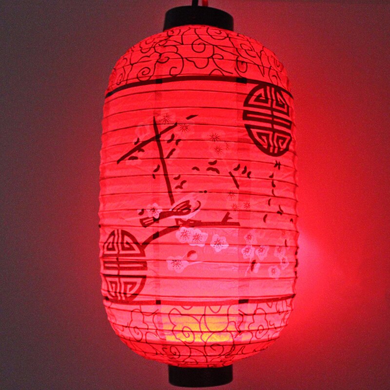 Ellipse Japanese Style Battery Red Lantern Hanging with Lamp Supplies Year's Spring and Lantern Festival Supplies