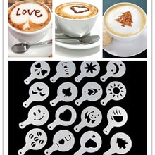 16Pcs Koffie Stencils Template Cappuccino Melk Bubble Spray Sjabloon Tools