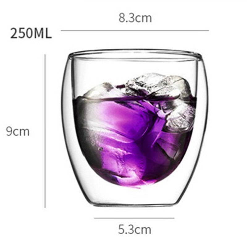 Kubek szklany w kształcie serca z podwójnymi ściankami, odporny na działanie wody, kubek robić herbaty kungfu, kubek robić mleka i soku z cytryny, kubek robić picia, kubek robić kawy dla miłośników: G 250ml