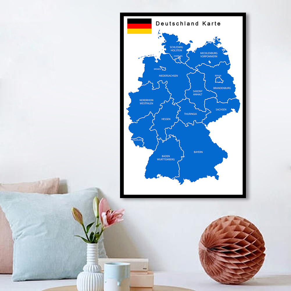 60*90cm Political Map of the Germany In German Wall Art Poster Canvas Painting Classroom Home Decoration School Supplies