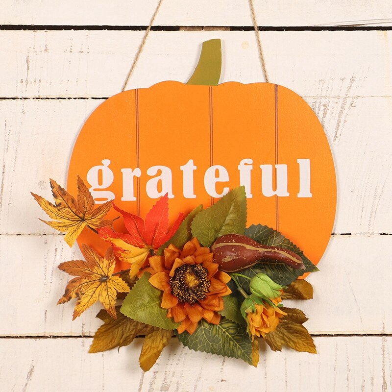 Thanksgiving Decoratie Guirlande Pompoen Bel Muur Opknoping Simulatie Maple Herfst Kleur Huis Houten Hanger
