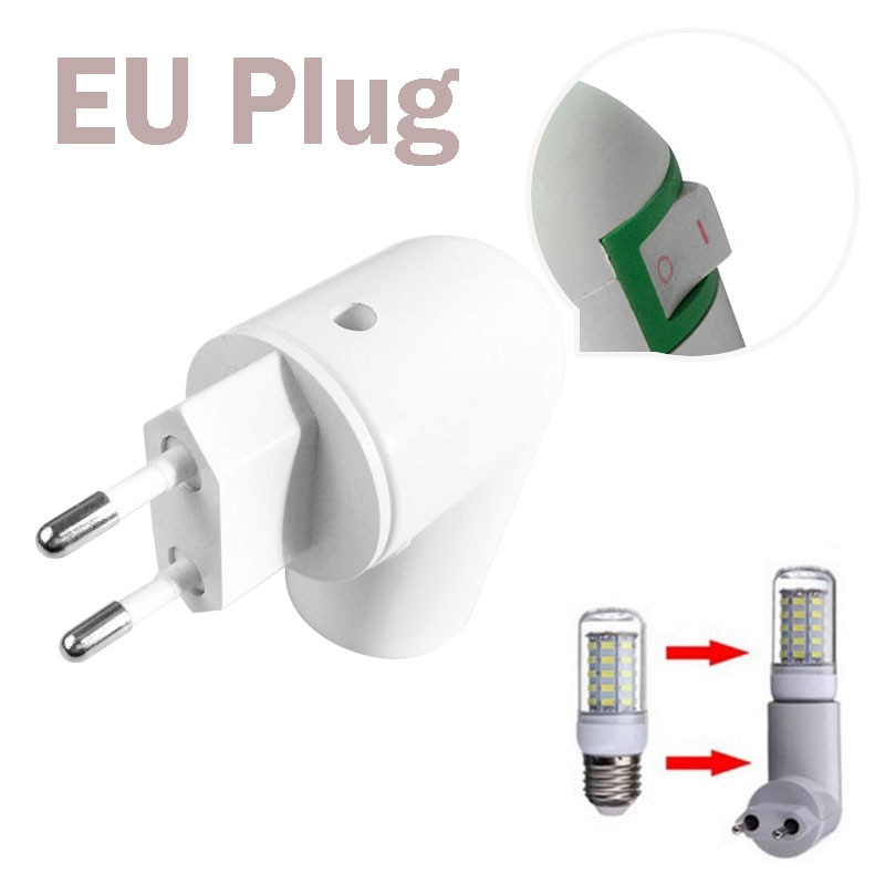 Eu Plug Pp Naar E27 Base Socket Converter Splitter Lamp Houder Met Aan/Uit Schakelaar Socket Adapter Schroef Converter kan Worden Gedraaid