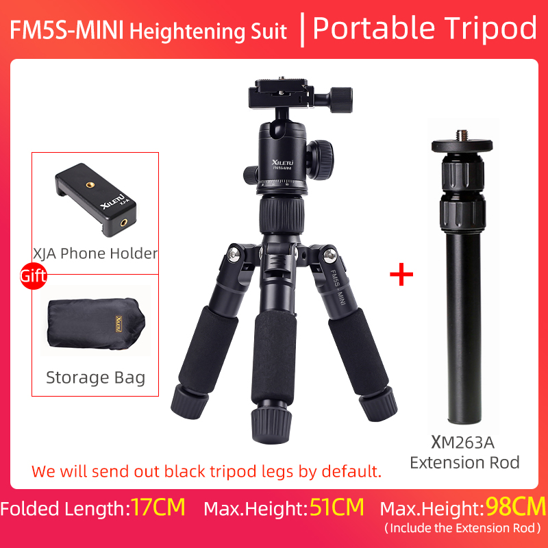 XILETU FM5S Portable Tripode Lightweight Travel Stand Tabletop Video Mini Tripod with 360 Degree Ball Head Tripod For Camera: Coffee