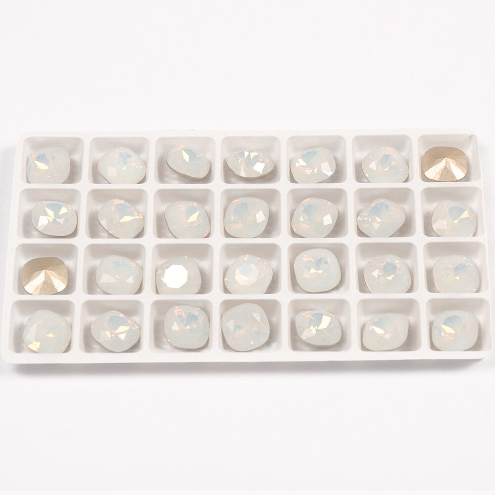 Top Stenen Wit Opaal Kleur Kussen Cut Shape Rhinestone Populaire Glas Strass Voor Nail Art Decoraties