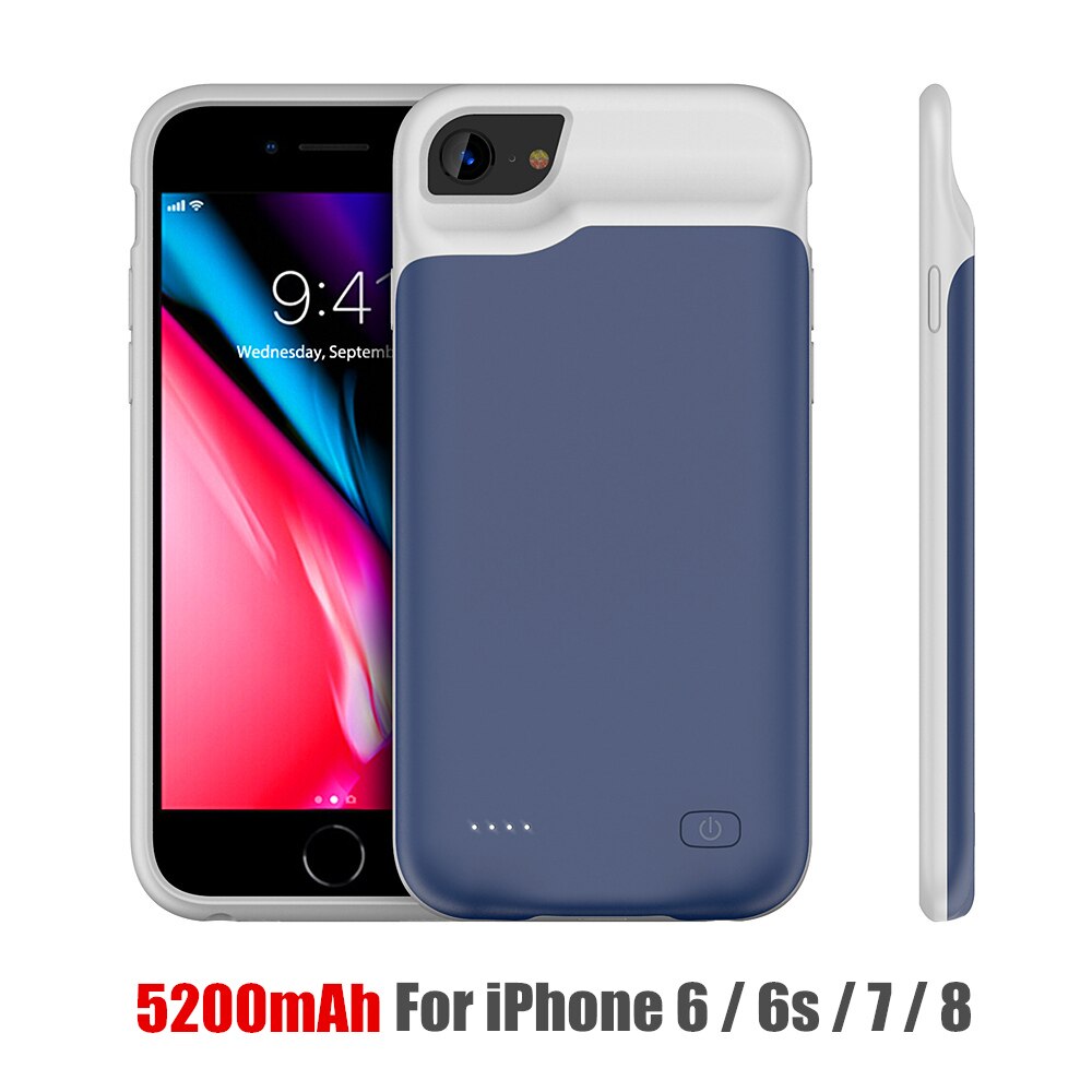 Amstar Draagbare Batterij Oplader Cases Voor Iphone 6 6S 7 8 Plus Power Bank Case Externe Batterij Opladen Pack backup Case: A18 Blue 6 6s 7 8