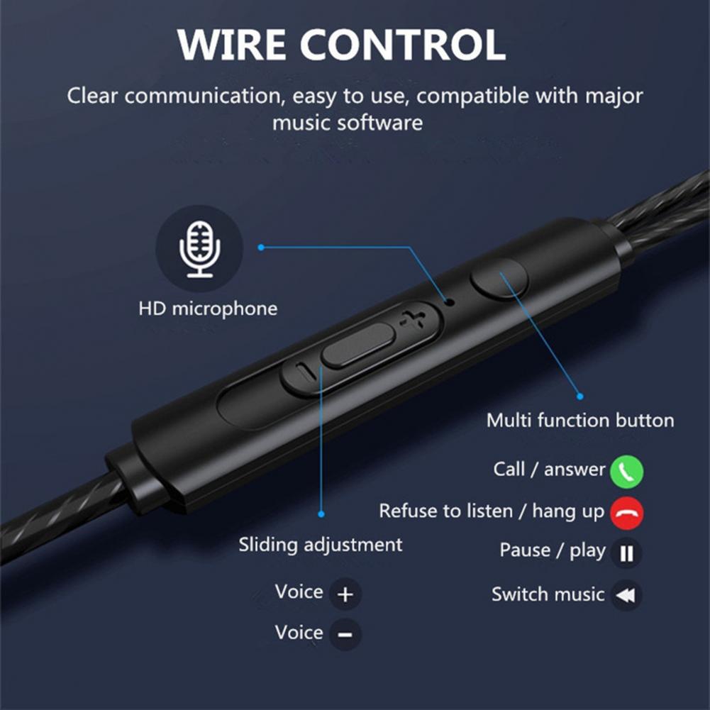 Universal Wired 3.5mm Jack Headset Double Horn 6D Stereo Heavy Bass Music Earphones With Microphone Handsfree In-ear Earbuds