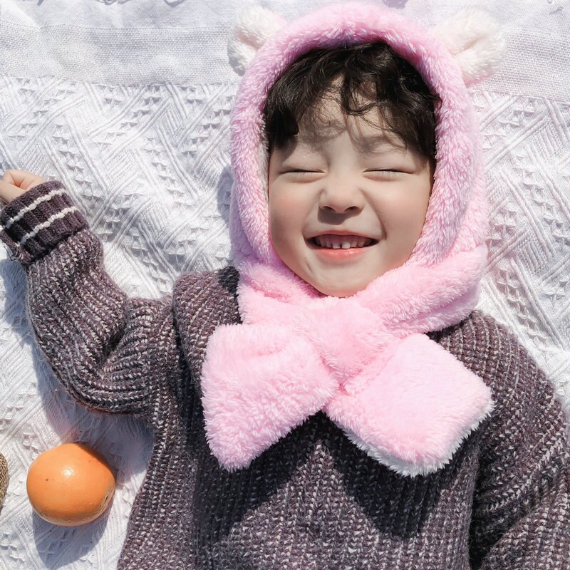 3-8 anni cappello per bambini neonate protezione dell&#39;orecchio ragazzi ragazze cappello autunno e inverno sciarpa per bambini cappello e sciarpa monopezzo