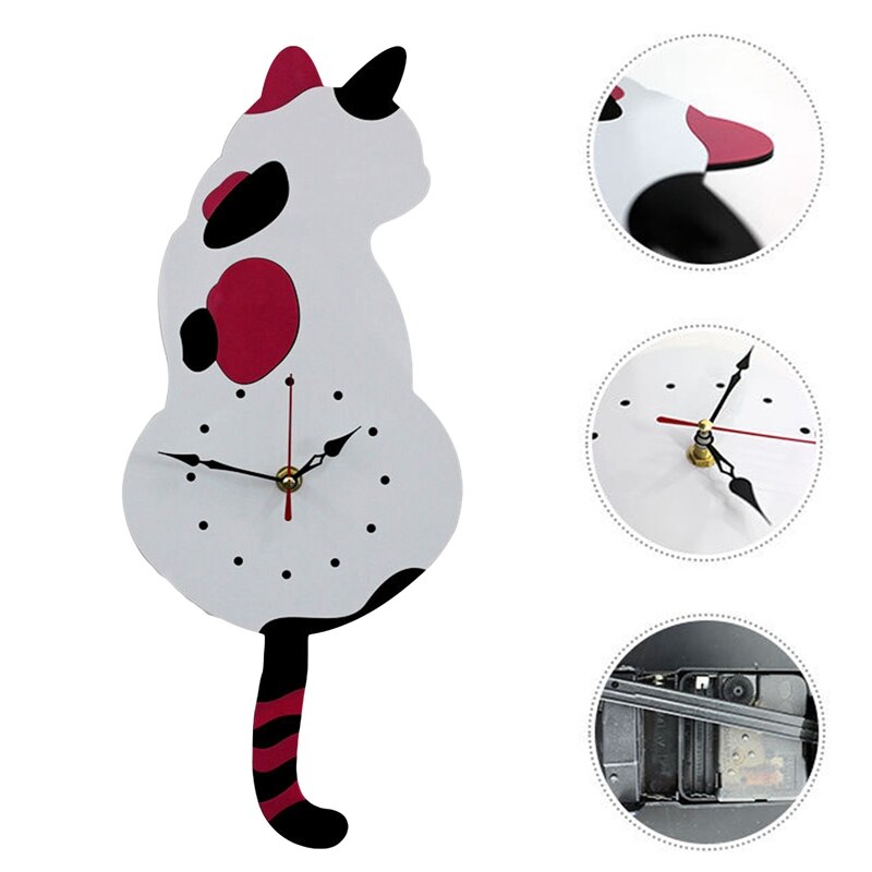 Cat Quartz Clocks Pendulum Clock Swinging Tail Wall Clock Wall Quartz Needle Wall Watch Clocks Bedroom Home Decor