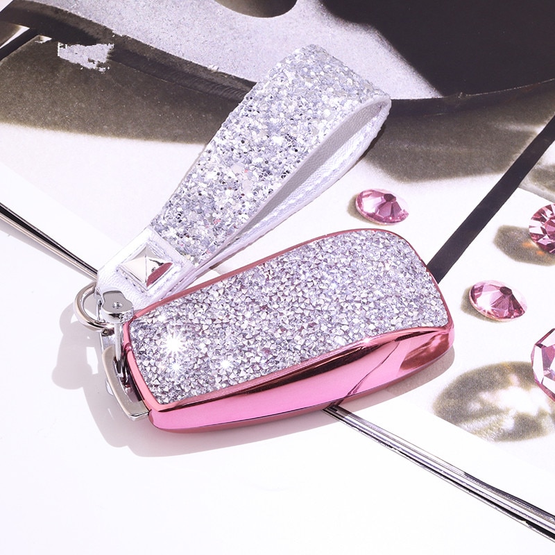 Female Luxury Diamond Crystal Shining Car Key Case Cover for Mercedes Benz E Class W213 E200 E200L E300 E300L