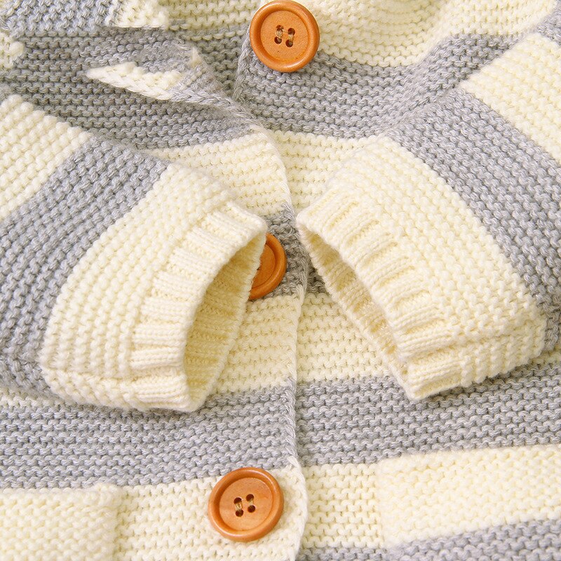 Cute Cartoon Infant Sweaters Baby Coat Hoodies Coat For Girl Striped Knitted Cardigan Jacket For Girls Baby Clothes For Newborn