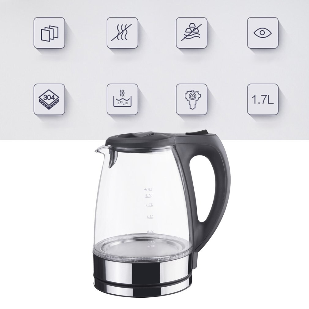 Bouilloire électrique en verre Fy-788, Protection thermostatique à une couche, Thermos, mise hors tension avec balance