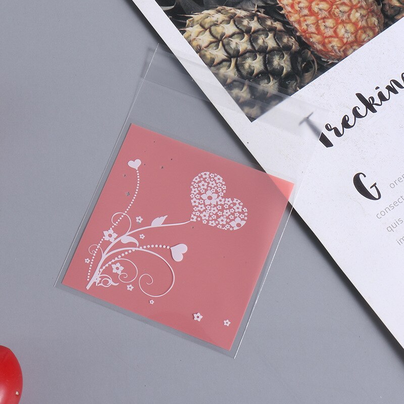 100 sztuk przezroczysty samoprzylepne małe OPP plastikowe etui torba na biżuterię bransoletka pakowanie prezentów Cookie opakowanie cukierków przechowywania: 7x7cm / Tree Heart