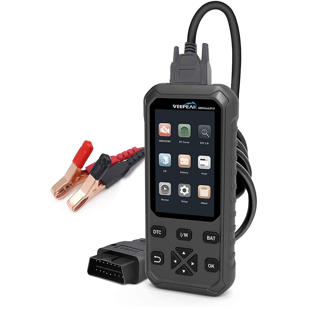 OBD2 Scanner Battery Tester 2-in-1 Diagnostic Tool with Storage Case, OBD II Code Reader, I/M Readiness and 12V Battery System