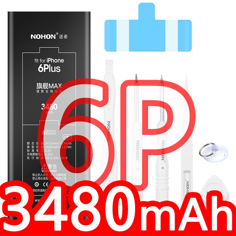 NOHON Batteria Per il iPhone 7 6S 6 Più iPhone7 iPhone6 iPhone6S del Rimontaggio di Alta Capacità Bateria 7 Più 6 Più 6sPlus Strumenti Gratuiti: For 6Plus 3480mAh