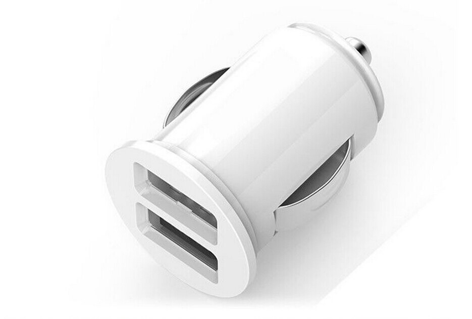 Mini dubbele usb-poorten autolader stopcontact 5v 2.1a dubbele 2 usb-poort autoladers oplaadadapter voor iphone samsung xiaomi: Wit