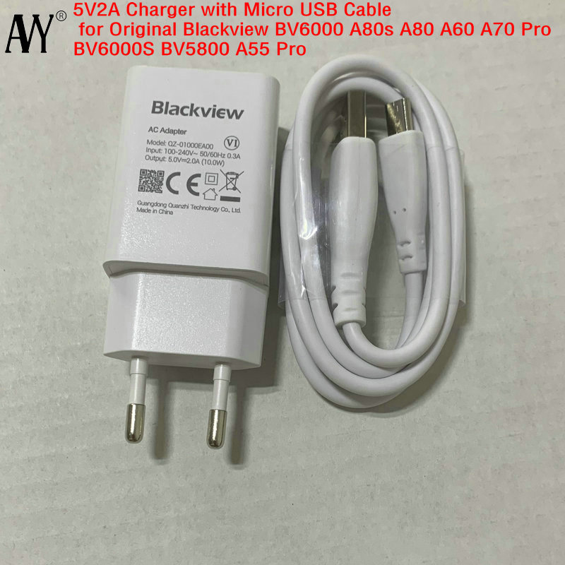 AVY Für Original Blackview BV6000 BV10000 BV5800 A20 Eu-stecker Reise Ladegerät Stecker A60 Profi Mikro USB Kabel