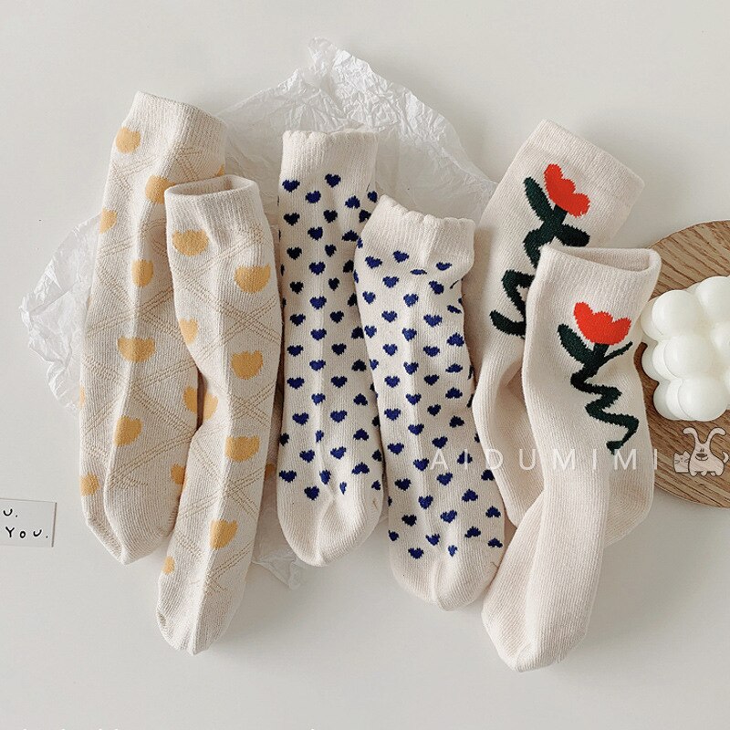 3 paia di calzini per bambina calzini per bambini alla moda coreana calzini a tubo centrale per bambine adorabili per bambini di 1-12 anni