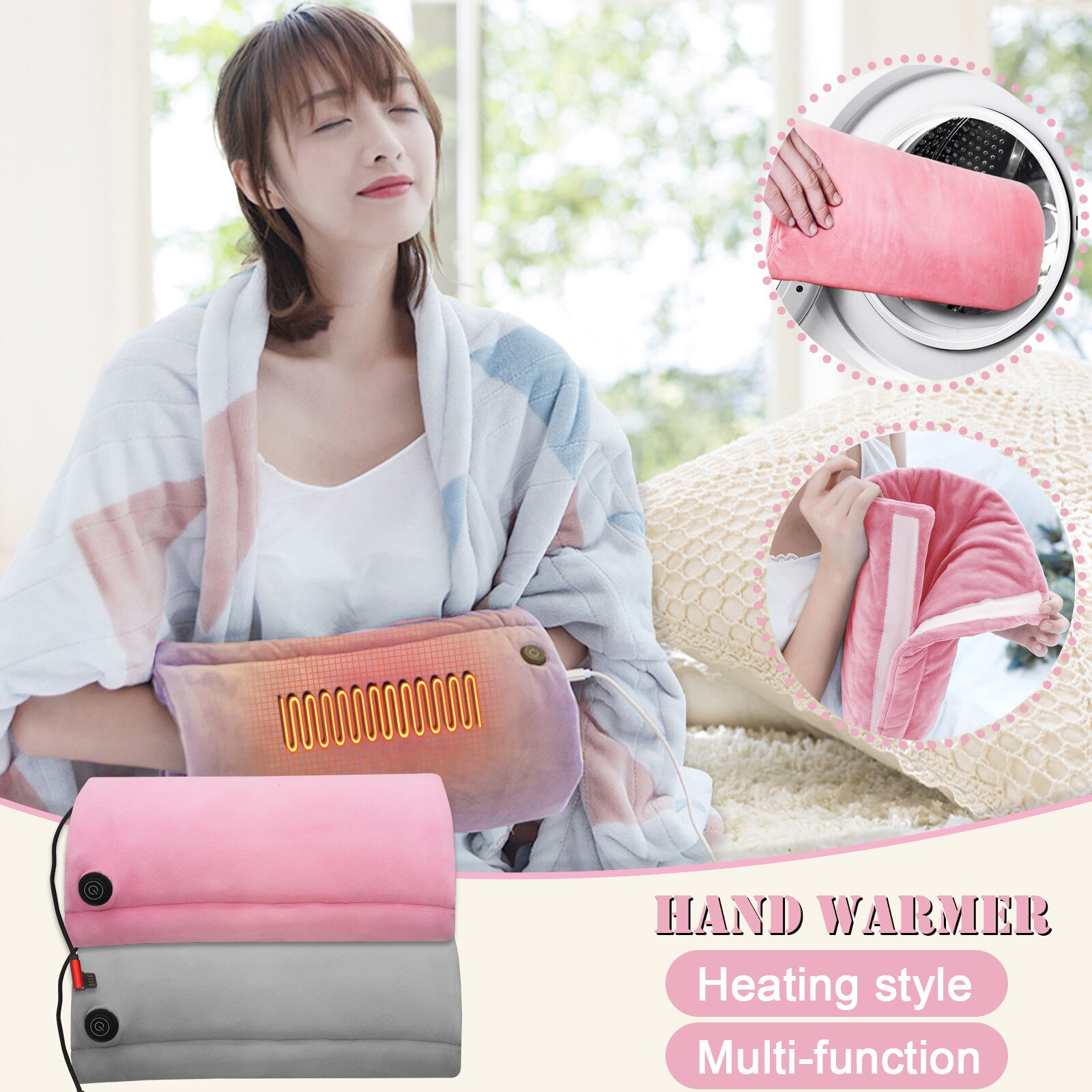 2 In 1 Usb Smart Heating Hand Warmer Heating Cushion Three-stage Temperature Knitted Soft Cozy Cover For Parents