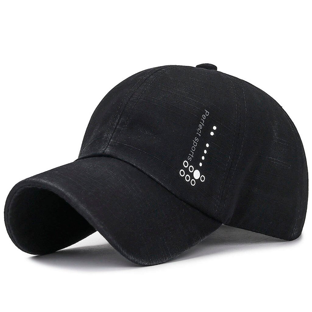 Mænds almindelig vasket hætte afslappet sport bomulds justerbar baseball cap hip-hop hat: Bk