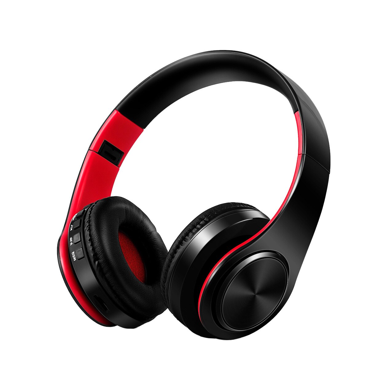 Upgraded Style Bluetooth Wireless Earphone over-the-Ear Stereo Headset HiFi Bass Campaign-Style Earphones: Black   RED