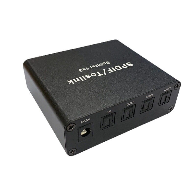 Aluminum Alloy Spdif Toslink Optical Digital Audio Splitter 1x3 Optical Splitter 1 In 3 Out Support DTS AC3