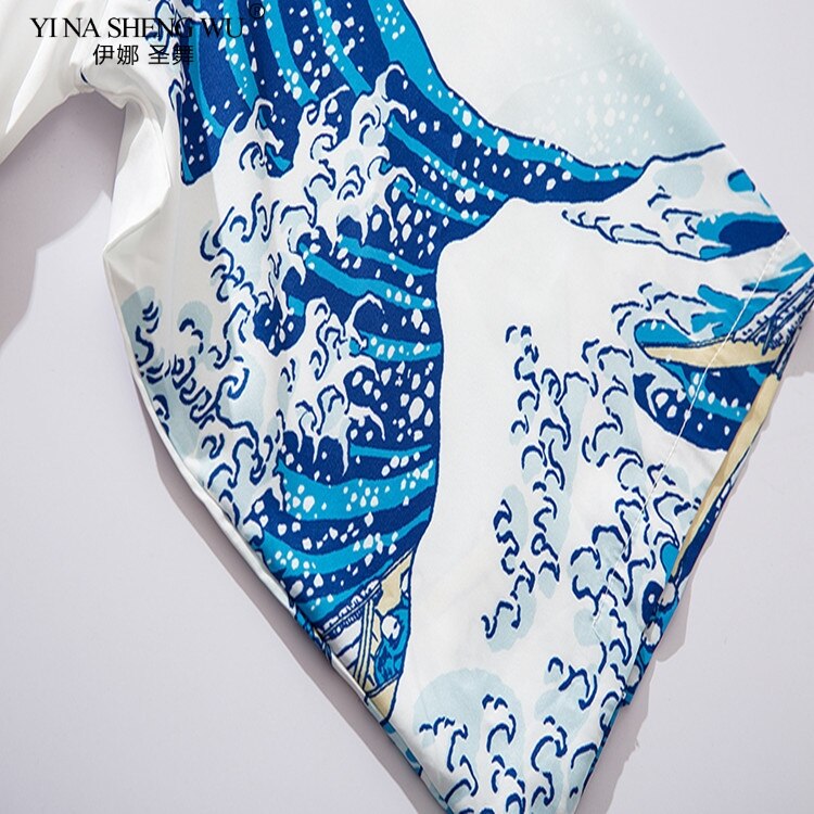 The Great Wave Off Kanagawa Man Japanese Traditional Orient Ethnic Cardigan Kimono Haori Man Unisex Thin Loose Ukiyo-e Outfits