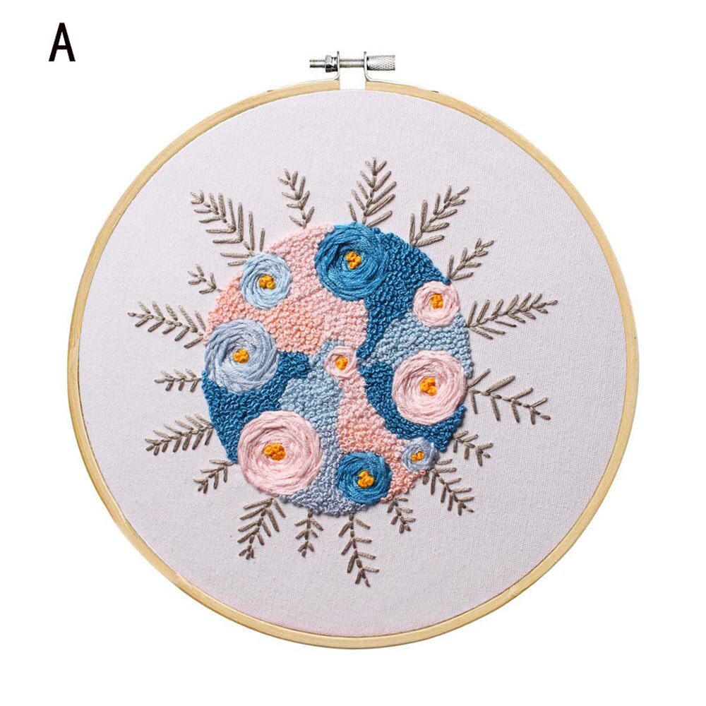 Beginner Flower Embroidery Kit Bag Painting Crafts DIY Material Kits Punch Needle Handmade Needlework Kit Home Wall Decor: A