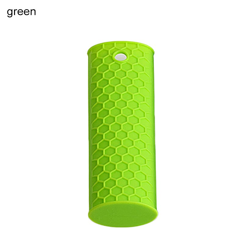 Piezas de utensilios de cocina, mango de sartén deslizante de silicona, accesorios de cocina duraderos, 1 unidad, soporte de mango, funda para asa de cazo: Verde