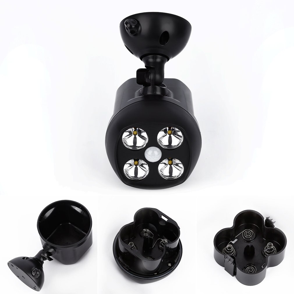 4 LEDs Motion Sensor Spotlights Lawn Garden Lamp Decor LED Light IP65 Waterproof 360 Degree Rotatable Bedroom Aisle Lamp Light