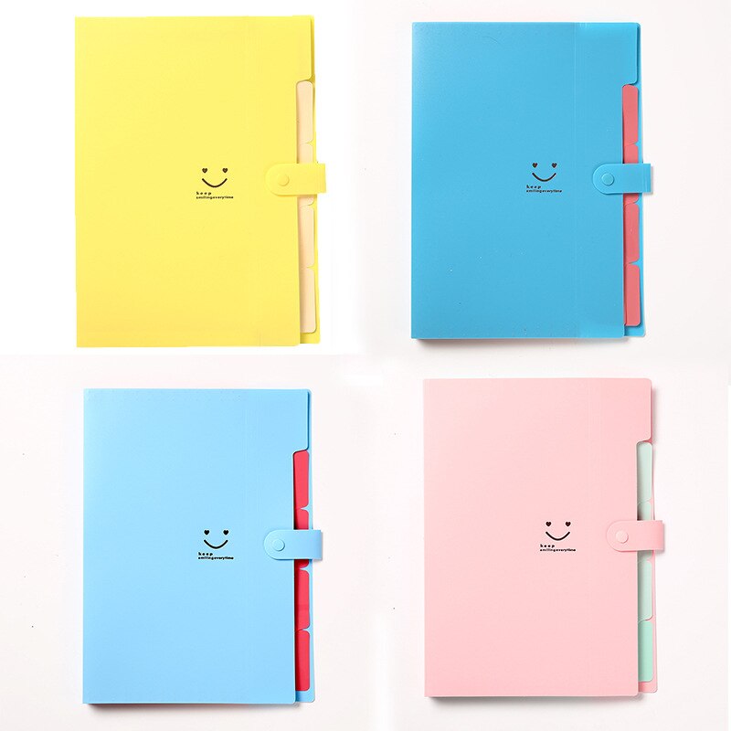 4Pcs/set Office Plastic Folders Multi Pocket Organizer A4 File Expansion Document Folder Office Supplies: Set C